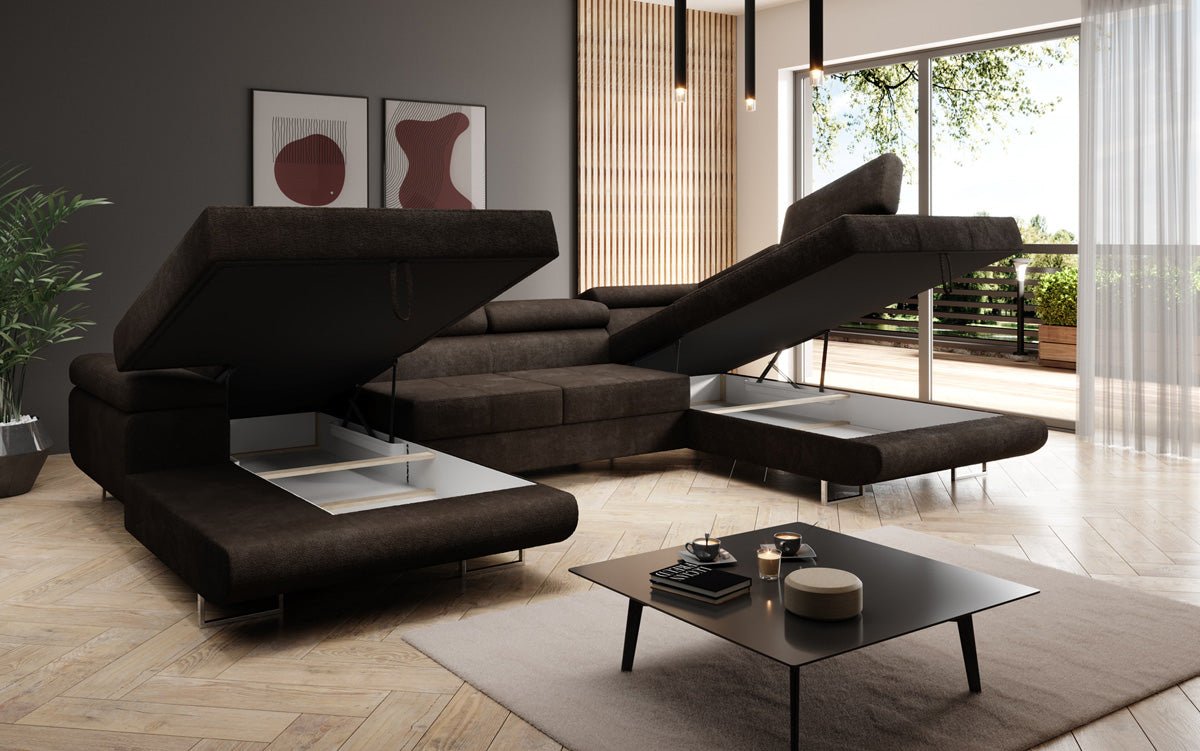 Designerbank Lago met slaap- en klapfunctie in bouclé
