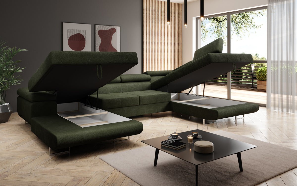 Designerbank Lago met slaap- en klapfunctie in bouclé