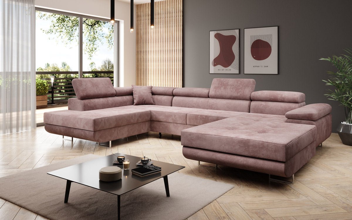 Designer Sofa Lago met slaap- en klapfunctie in corduroy