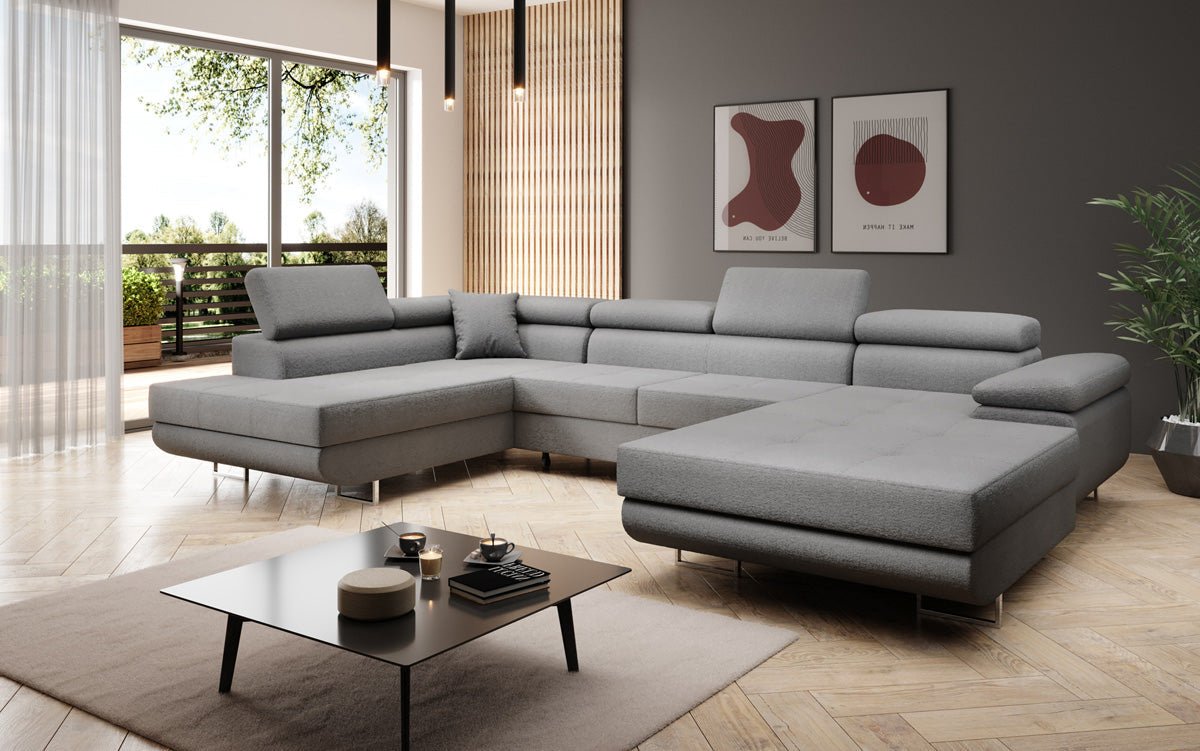 Designerbank Lago met slaap- en klapfunctie in bouclé