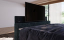 Boxspringbed Sejour met TV-lift, RGB en opbergruimte in Ribstof