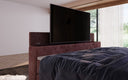 Boxspringbed Sejour met TV-lift, RGB en opbergruimte in Ribstof