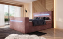 Boxspringbed Sejour met TV-lift, RGB en opbergruimte in Ribstof