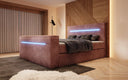 Boxspringbed Sejour met TV-lift, RGB en opbergruimte in Ribstof