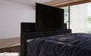 Boxspringbed Sejour met TV-lift, RGB en opbergruimte in Ribstof