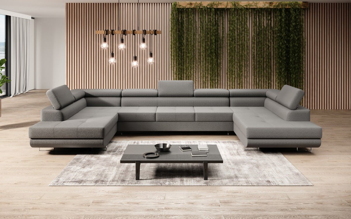 Designerbank Taormina met slaap- en klapfunctie in bouclé