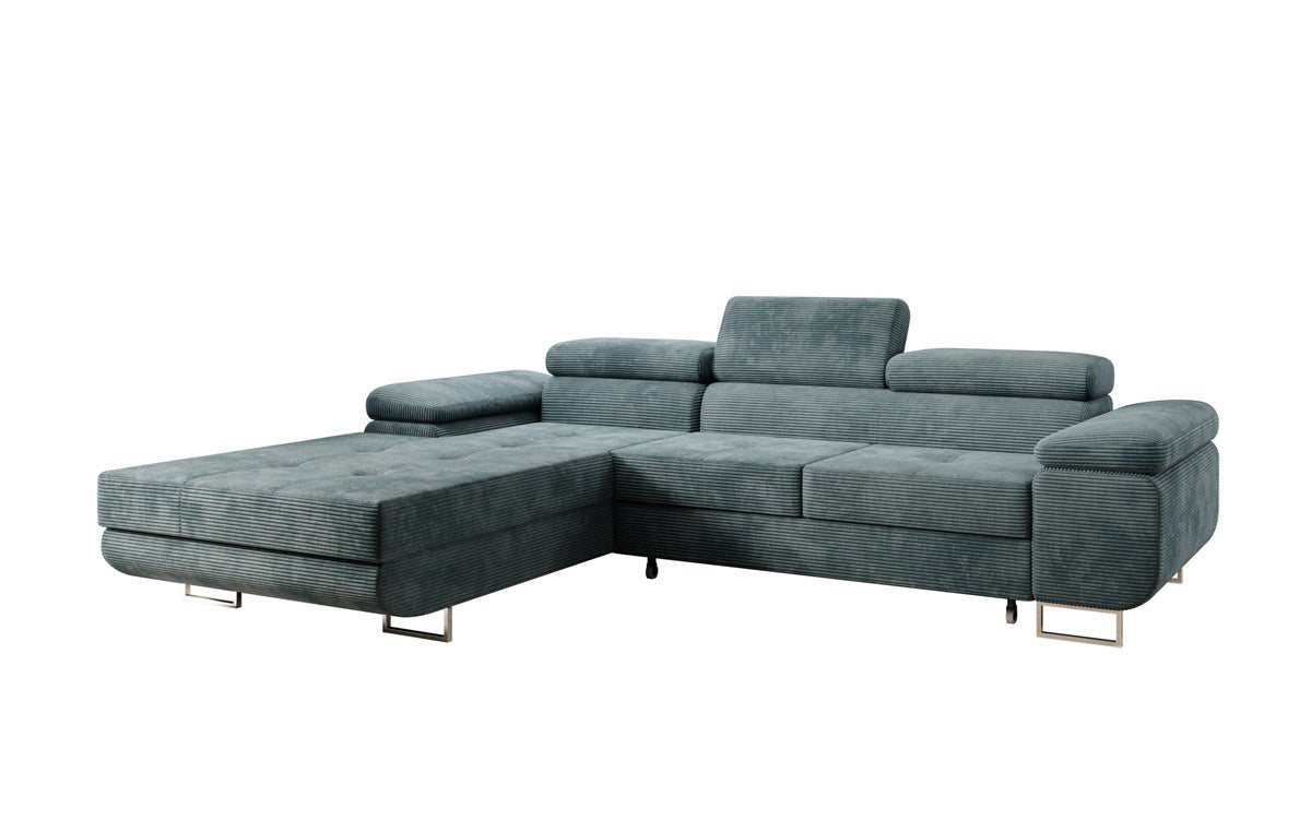 Designersofa Calvera met slaap- en klapfunctie in ribstof