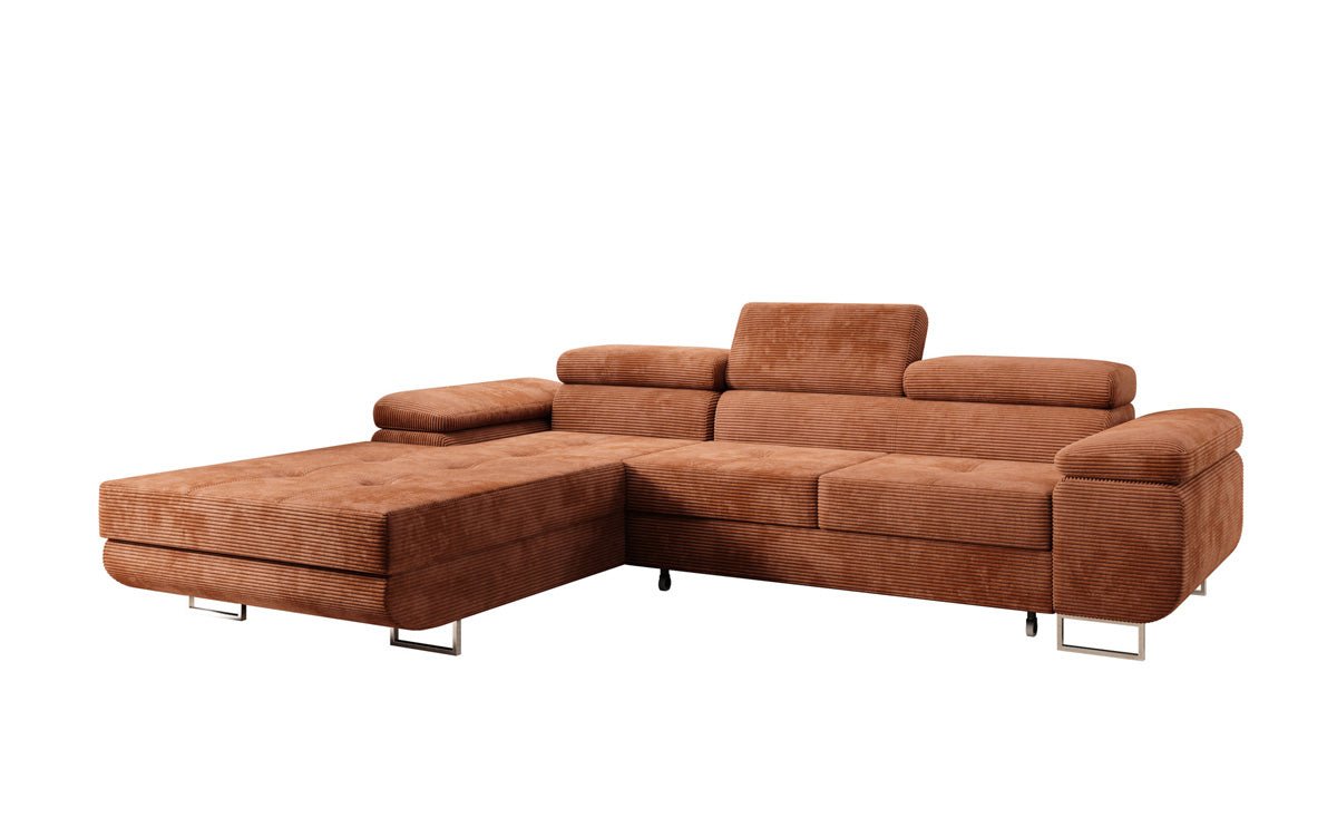 Designersofa Calvera met slaap- en klapfunctie in ribstof