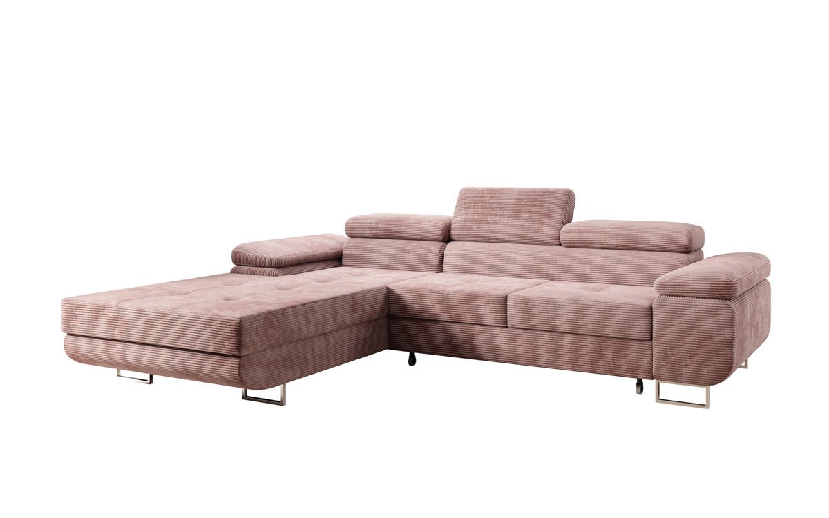 Designersofa Calvera met slaap- en klapfunctie in ribstof