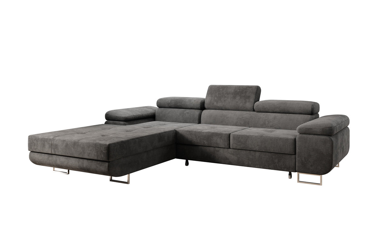 Designersofa Calvera met slaap- en klapfunctie in ribstof