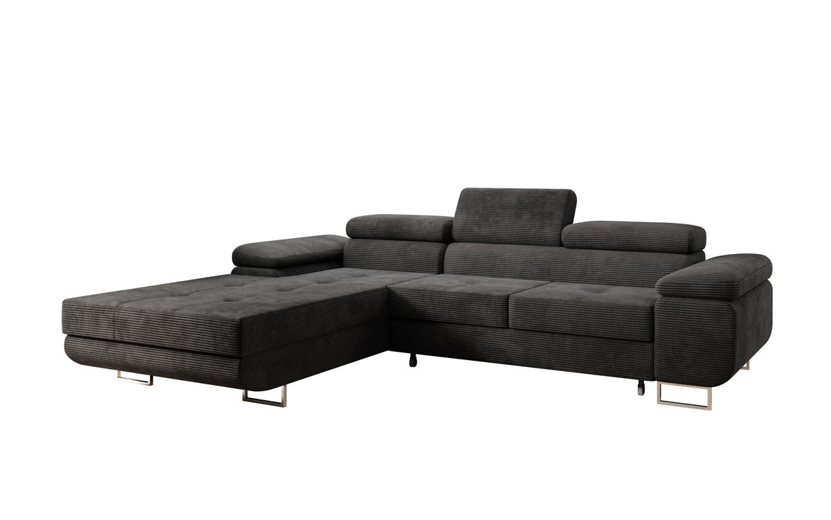 Designersofa Calvera met slaap- en klapfunctie in ribstof
