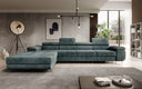 Designer hoekbank Calvera Maxi met slaap- en opklapfunctie in Ribstof