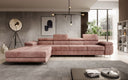 Designer hoekbank Calvera Maxi met slaap- en opklapfunctie in Ribstof