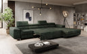 Designer hoekbank Calvera Maxi met slaap- en opklapfunctie in Ribstof