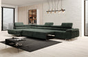 Designer hoekbank Maxi met slaap- en klapfunctie in Ribstof