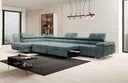 Designer hoekbank Maxi met slaap- en klapfunctie in Ribstof