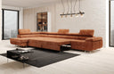 Designer hoekbank Maxi met slaap- en klapfunctie in Ribstof