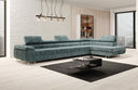 Designer hoekbank Maxi met slaap- en klapfunctie in Ribstof