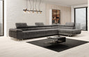 Designer hoekbank Maxi met slaap- en klapfunctie in Ribstof