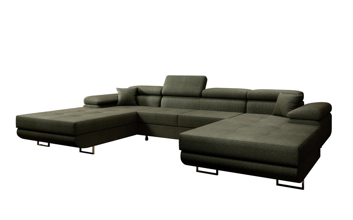 Designerbank Calvera U met slaap- en klapfunctie in bouclé