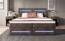 Boxspringbed Lara met opbergruimte en LED in Ribstof