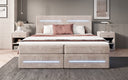 Boxspringbed Lara met opbergruimte en LED in Ribstof