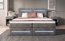 Boxspringbed Lara met opbergruimte en LED in Ribstof