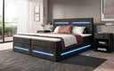 Boxspringbed Lara met opbergruimte en LED in Ribstof