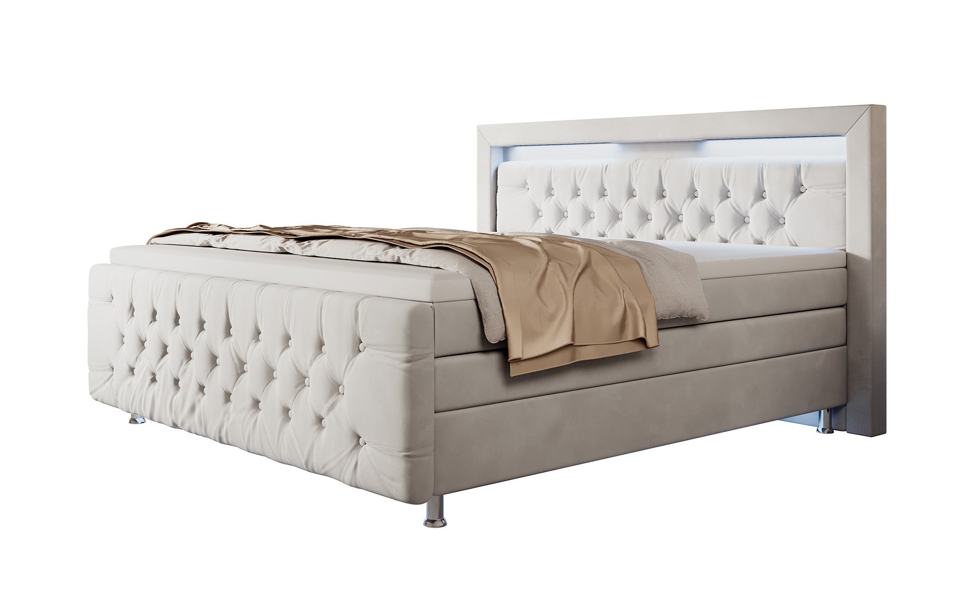 Lorena boxspringbed met LED en opbergruimte