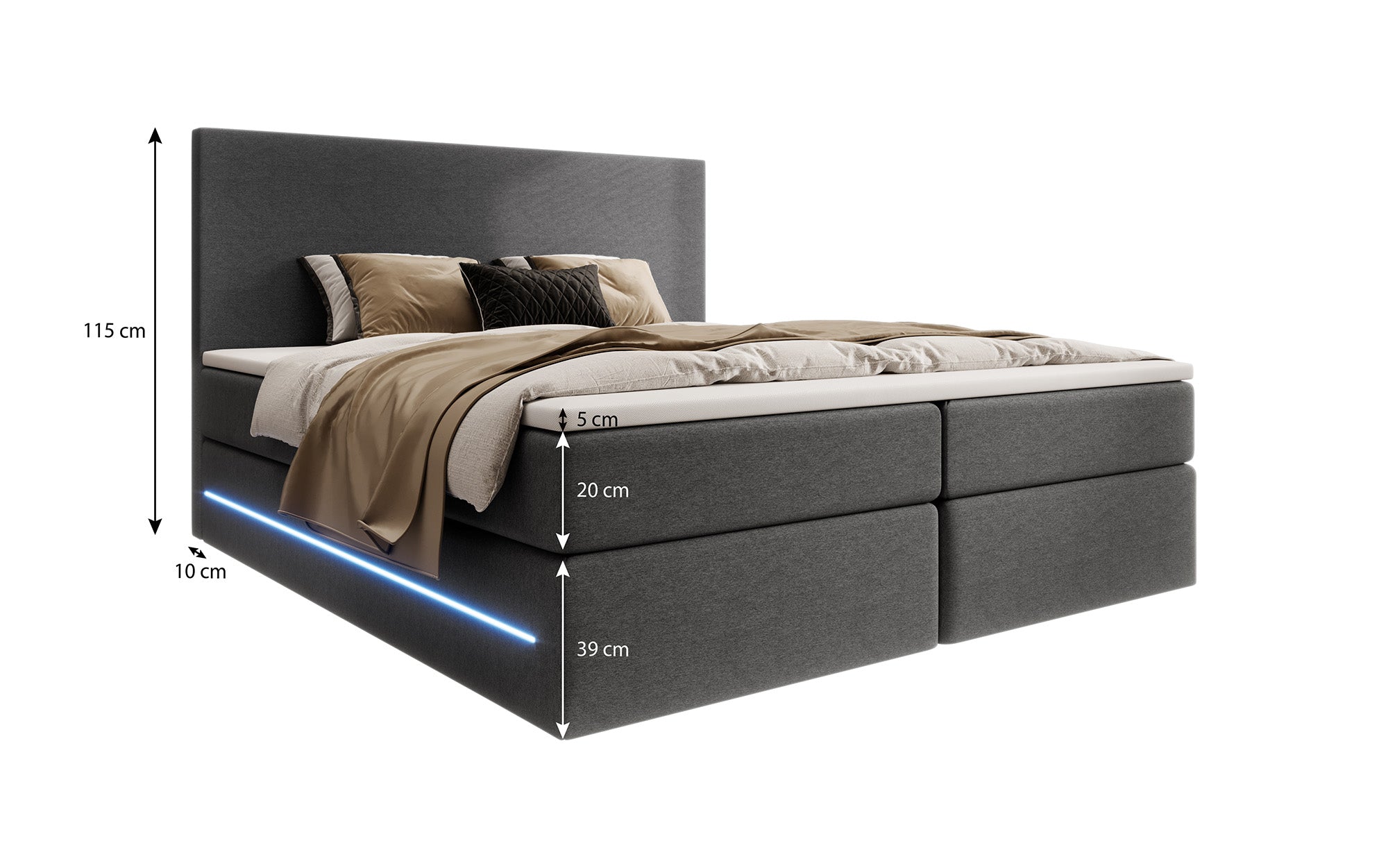 Voyage boxspringbed met LED en. Opslagruimte