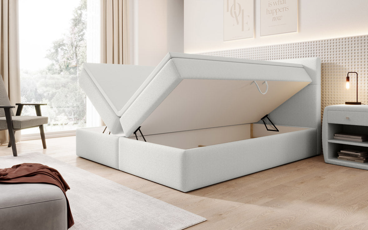 Boxspringbed Eleonora Bouclé met opbergruimte