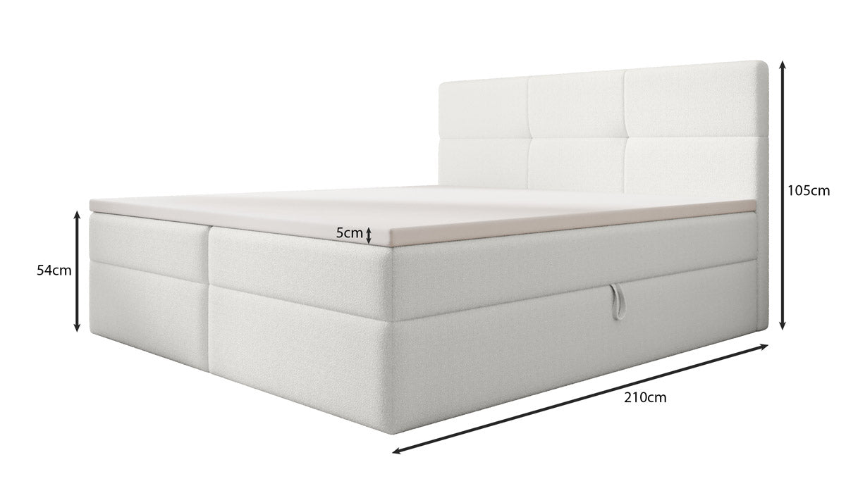 Boxspringbed Eleonora Bouclé met opbergruimte