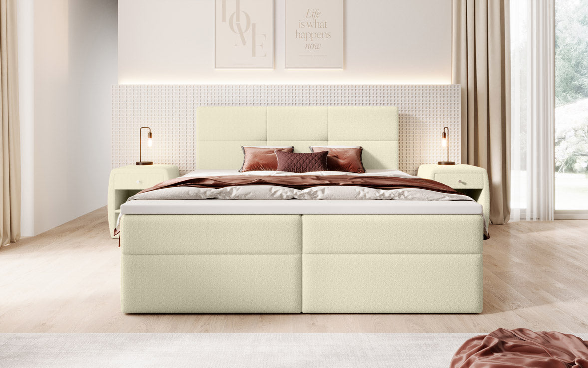 Boxspringbed Eleonora Bouclé met opbergruimte