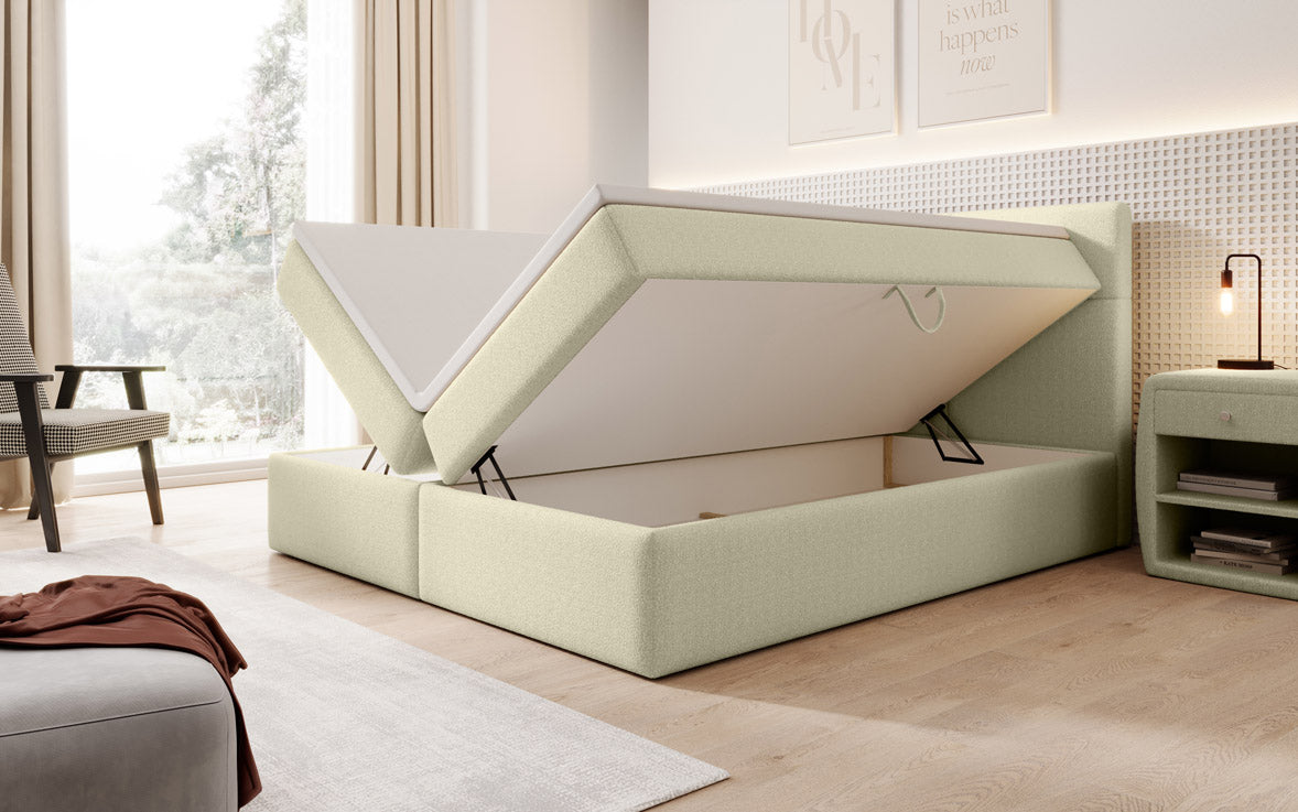 Boxspringbed Eleonora Bouclé met opbergruimte