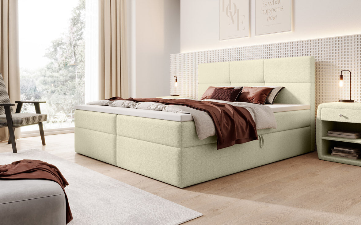 Boxspringbed Eleonora Bouclé met opbergruimte