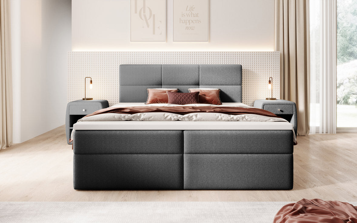 Boxspringbed Eleonora Bouclé met opbergruimte