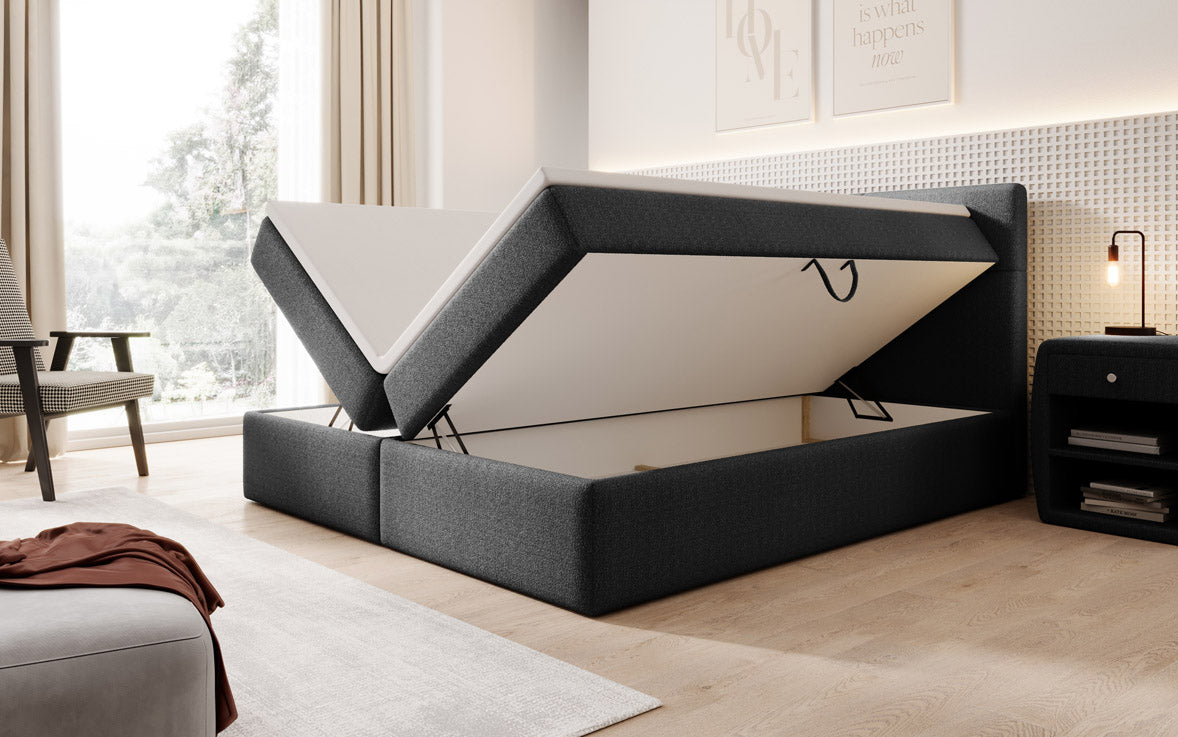 Boxspringbed Eleonora Bouclé met opbergruimte