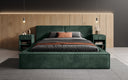 Designer gestoffeerd bed Ophelia in corduroy met opbergruimte