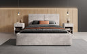 Designer gestoffeerd bed Elara in corduroy met opbergruimte