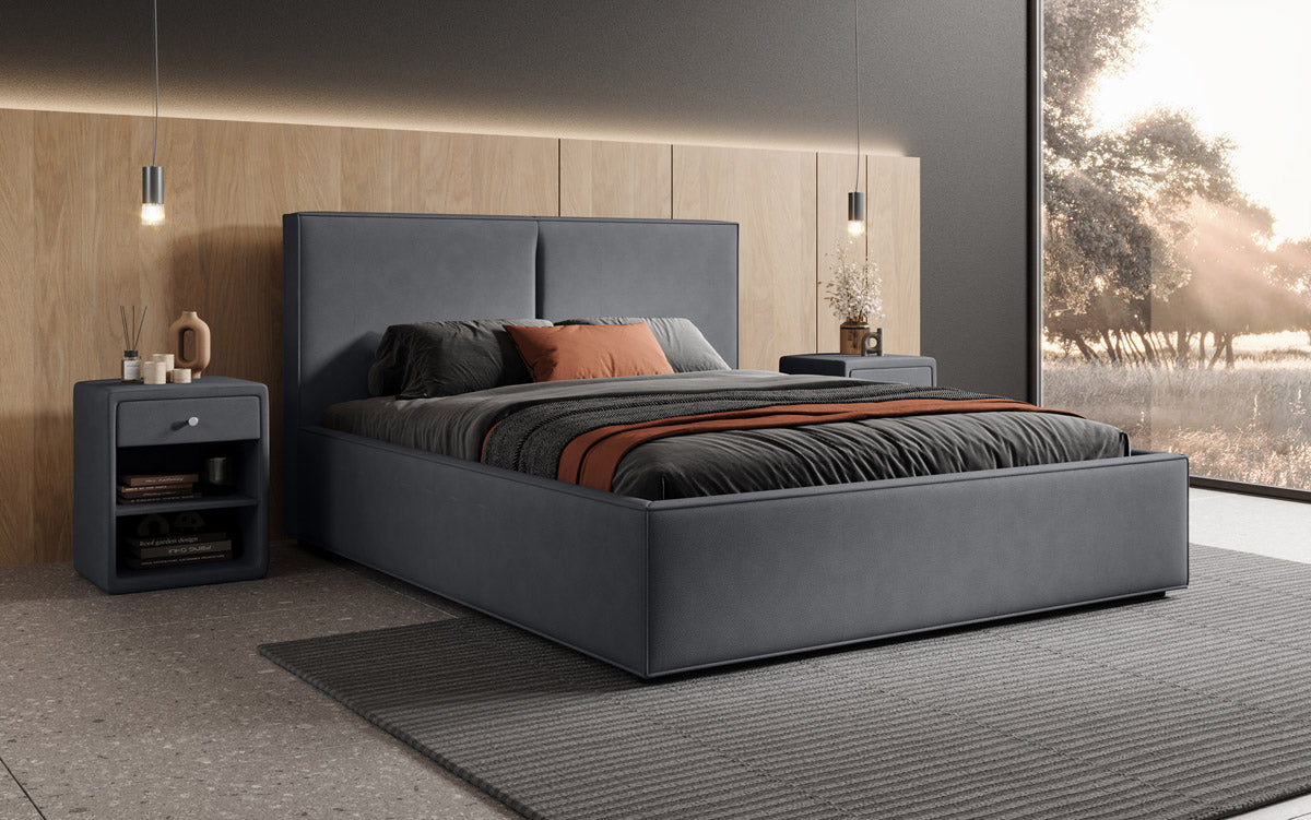 Designer gestoffeerd bed Elara met opbergruimte