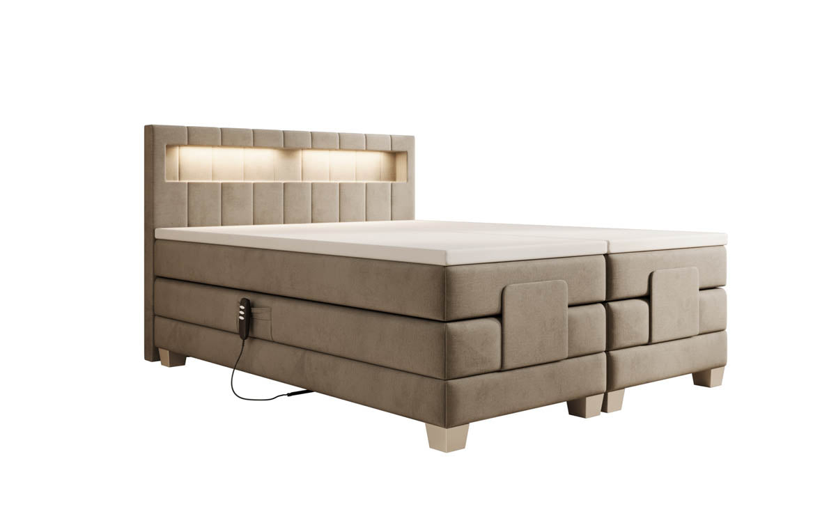 Boxspringbed Ardena Velvet elektrisch verstelbaar met LED