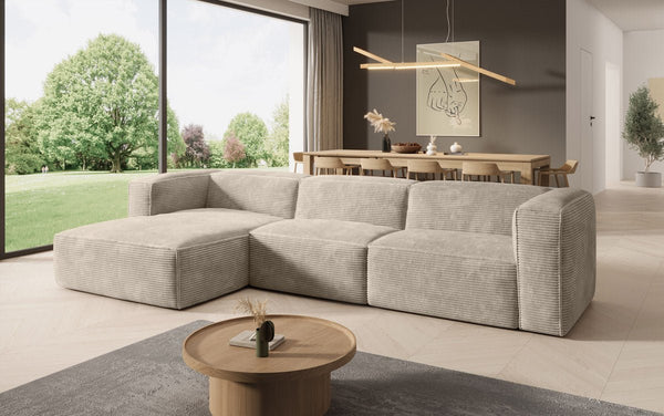 Designer hoekbank Comfy in Ribstof