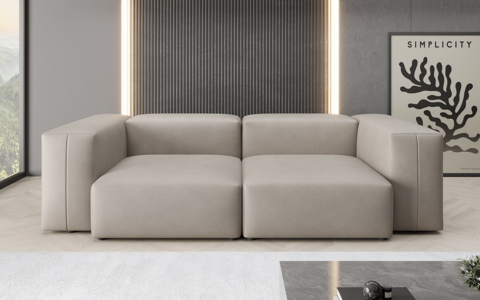 Designer 2-zits bank Snug in echt leer