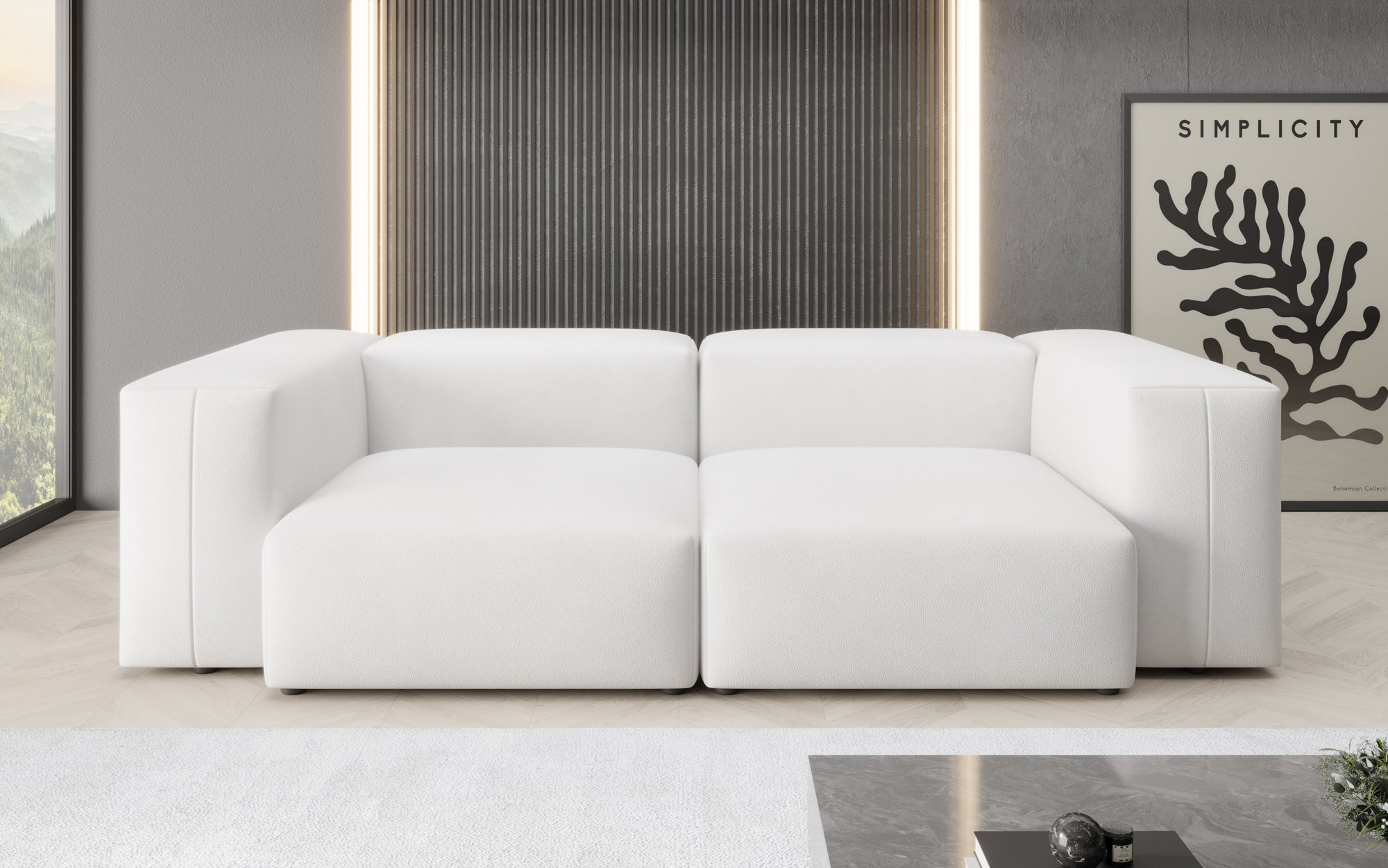 Designer 2-zits bank Snug in echt leer