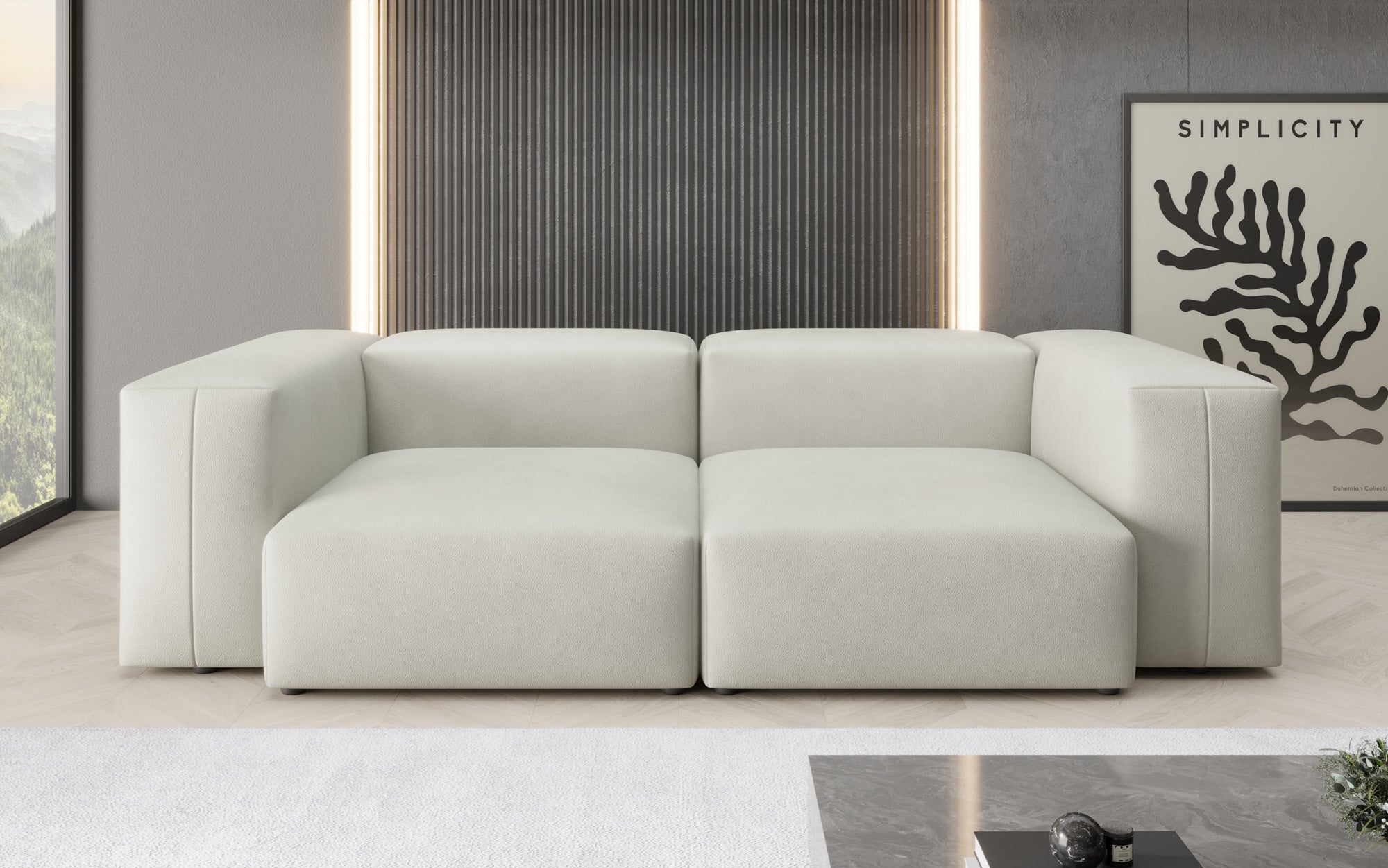 Designer 2-zits bank Snug in echt leer