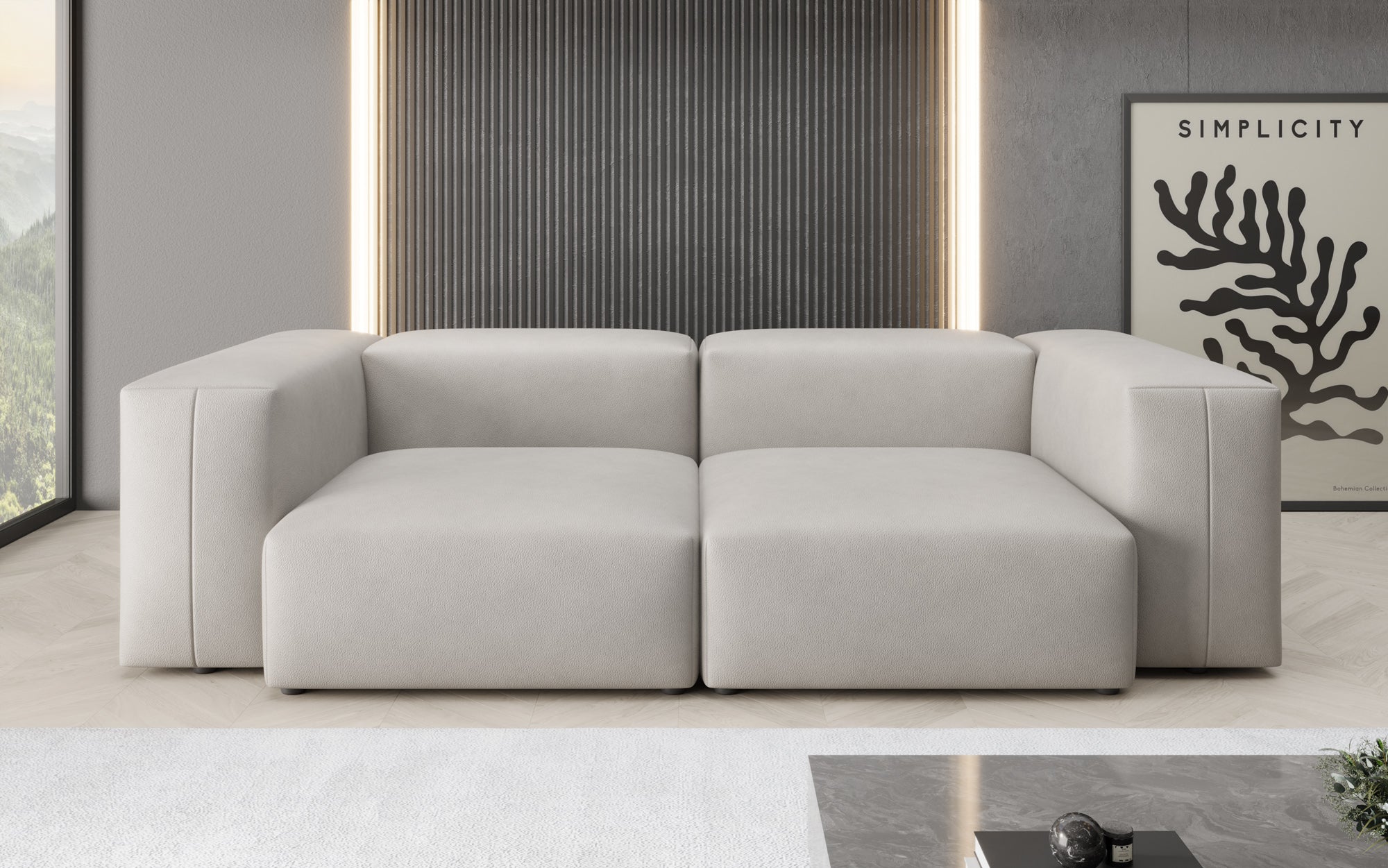 Designer 2-zits bank Snug in echt leer