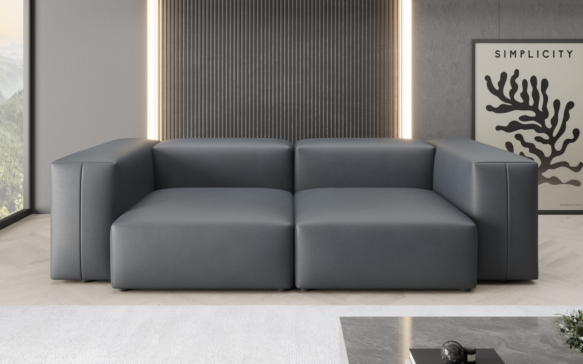 Designer 2-zits bank Snug in echt leer