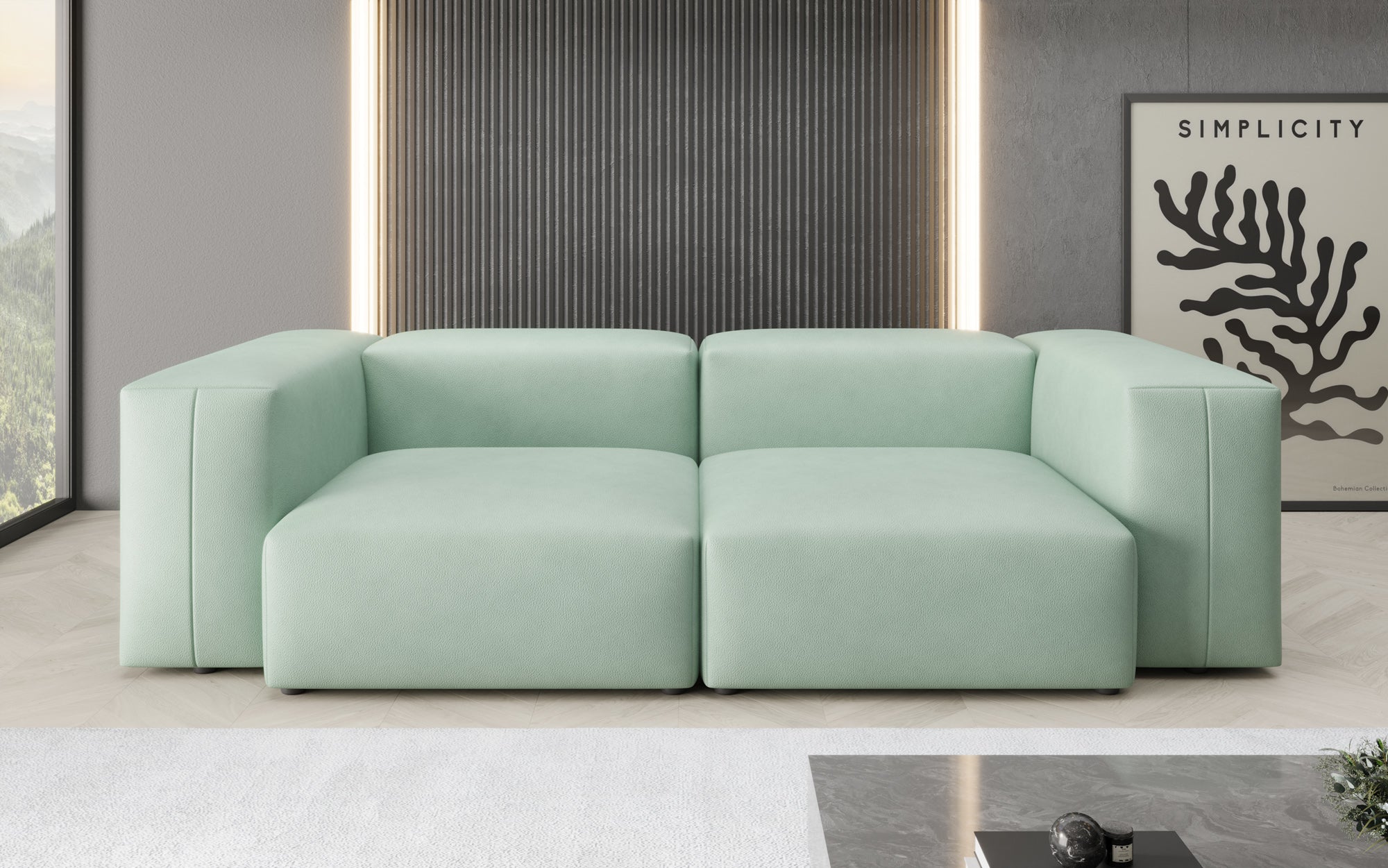 Designer 2-zits bank Snug in echt leer