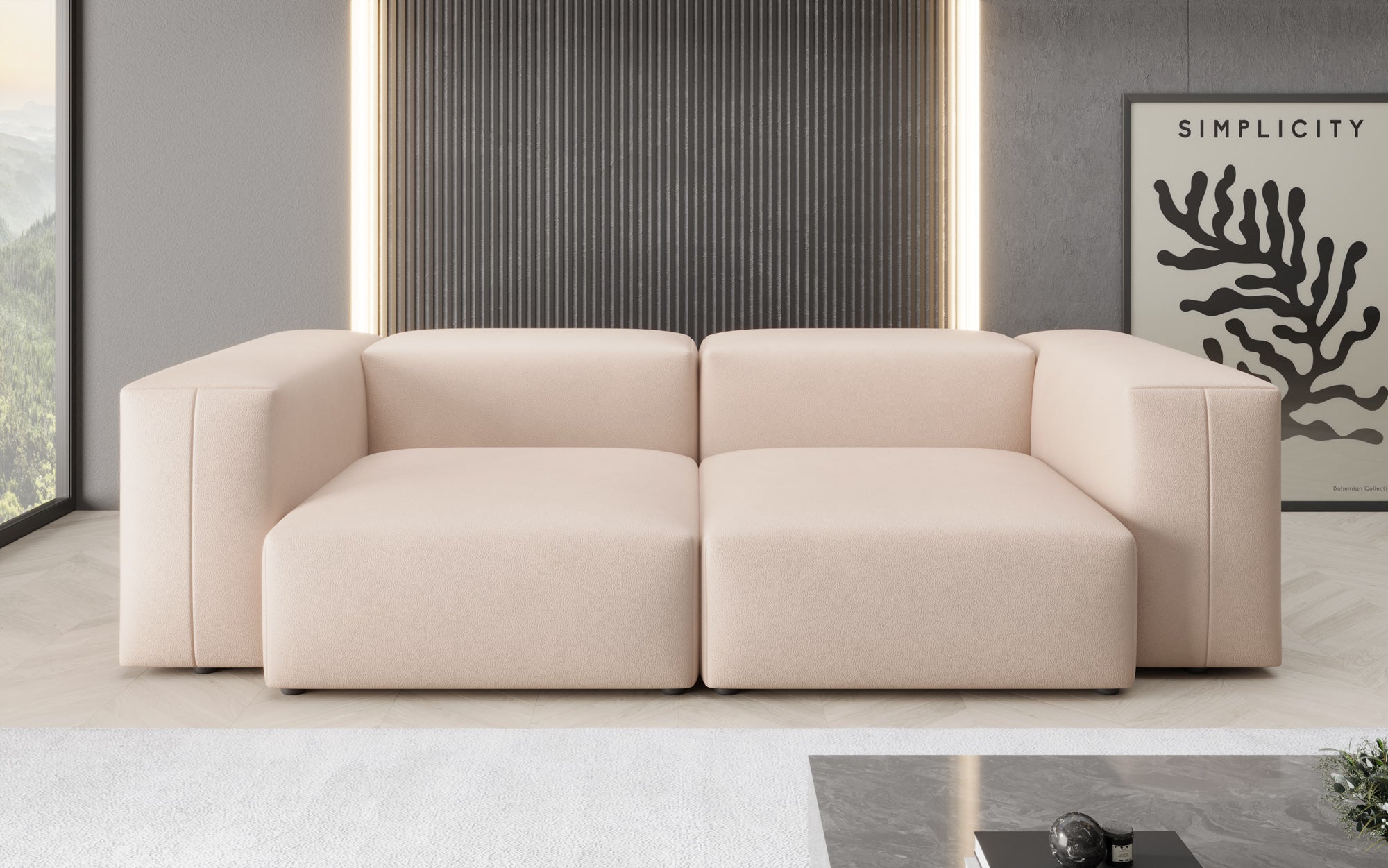 Designer 2-zits bank Snug in echt leer