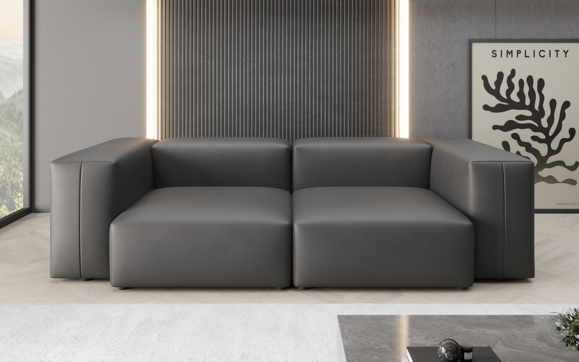 Designer 2-zits bank Snug in echt leer